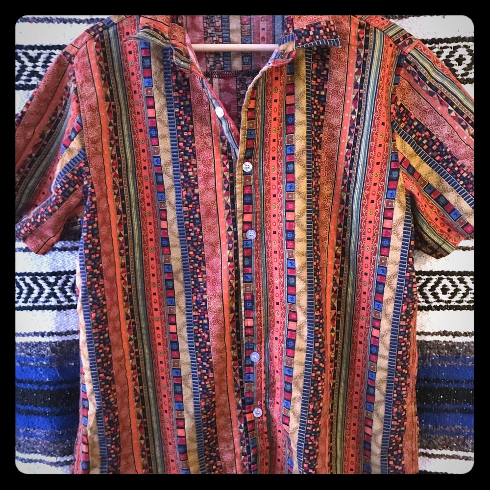 Boho Geometric Pattern Button Up. - image 1
